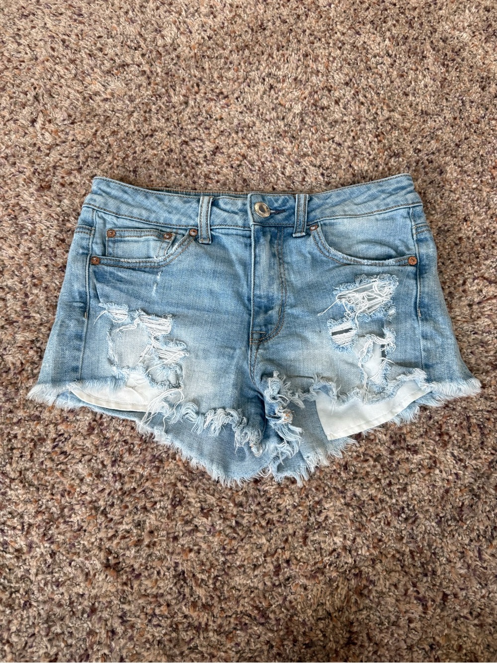 American Eagle Outfitters Light Blue Distressed Denim Cutoff Shorts